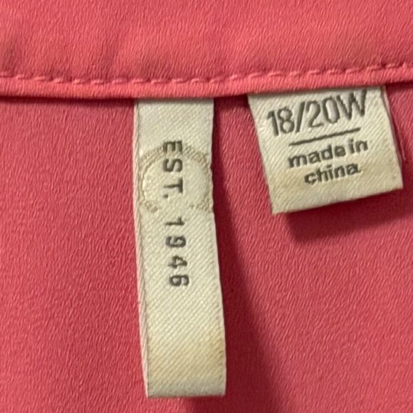 Cato pink Button-Front High-Low Tunic Top Sz 18/20W Lightweight Polyester - Picture 2 of 12